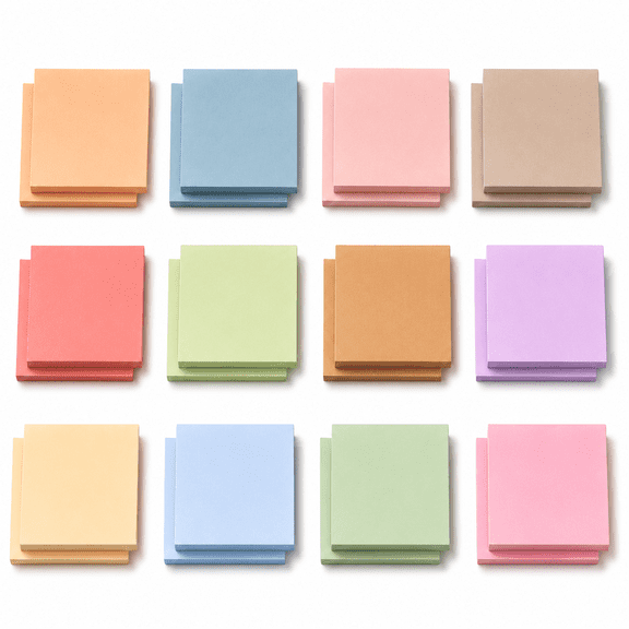 LuckArrives 1200 Pads Sticky Notes Bulk, 3x3 Inch Self Stick Memo Pads, Assorted 12 Bright Colors, 80gsm Thick Paper for Office Home