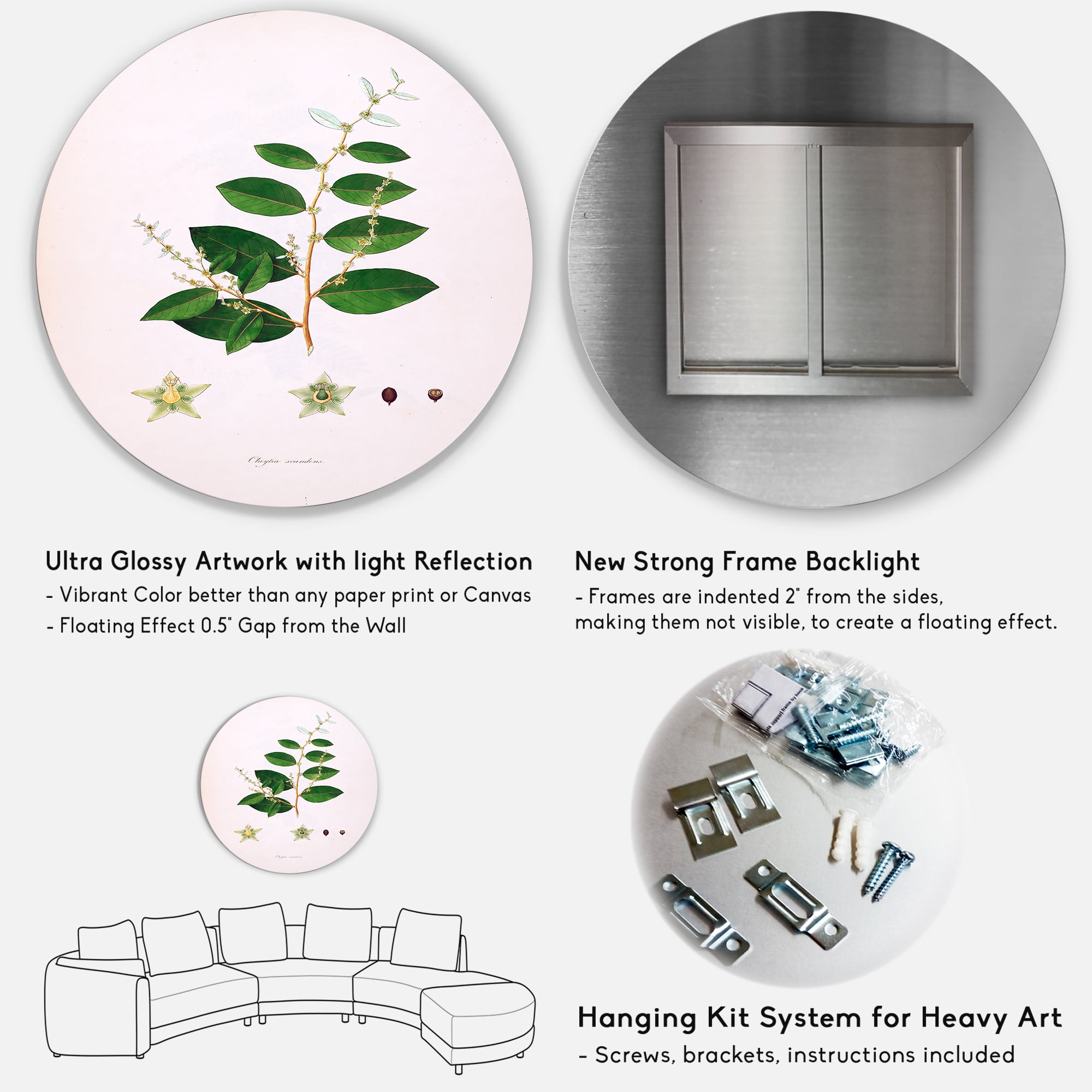 Designart 'Ancient Plant Life XVI' Farmhouse Circle Metal Wall Art 23x23 - Disc of 23