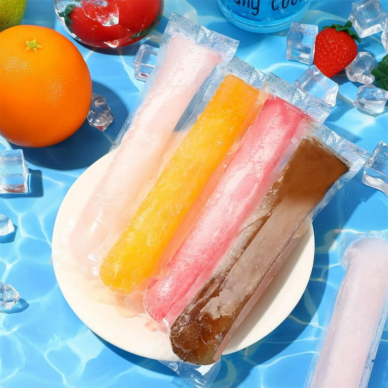 100 Pcs Popsicle Bags with Seal Funnel,Disposable Popsicle Pouches