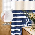 thumbnail image 3 of No Hook Shower Curtain, Navy Blue Anchor Nautical Shower Curtains for Bathroom with See Through Top Window, Navy Blue Striped Farmhouse Waterproof & Washable Bath Curtain Standard 72"x72", 3 of 9