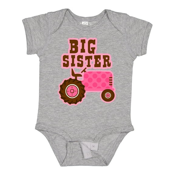 Inktastic Pink Tractor Big Sister Girls Baby Bodysuit