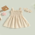 thumbnail image 2 of Baby Girl 2Pcs Summer Outfits  Frill Smocked Tank Dress + Headband Set, 2 of 9