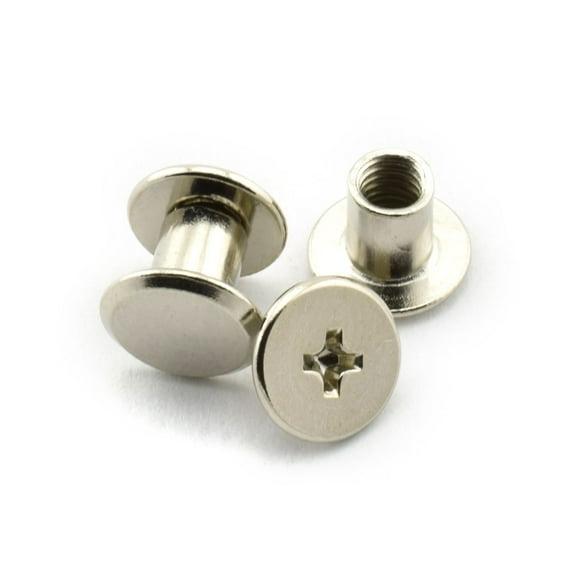LQ Industrial 120pcs Chicago Screw Cross Head Phillips Drive Binding Screws Rivet Book Binding DIY Leather Craft Assembly Bolt 5x6mm Silver
