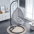 thumbnail image 7 of Sumdeal Hammock Chair Egg Swing Chair with Soft Cushions, UV-Resistant, 300lbs Load Capacity, Perfect for Patio, Garden, and Living Room Spaces,Gray,SW010, 7 of 7