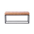thumbnail image 2 of Oli PU Bench in Tan, Stainless Steel Bench, Distressed Finish Leather Upholstery, Matte Black Bench, Tan Pu Bench with Black Frame, Living Room Bench, Bedroom Bench, Entryway Bench, Rectangular Bench,, 2 of 3