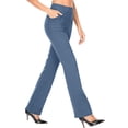 thumbnail image 6 of Womens Dress Pants Fleece Stretchy Business Casual Flare Yoga Pants Petite Lightweight Pull On Office Slacks Pockets, 6 of 9