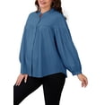 thumbnail image 4 of INSPIRE CHIC Womens Maternity Shirts Blouses Pleated Button Down Long Sleeve Pregnancy Nursing Top M Navy, 4 of 6