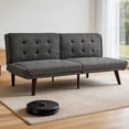 thumbnail image 5 of BSHTI 63" 3-in-1 Convertible Sofa Bed – 5-Position Adjustable Backrest (90°-180°), Linen Blend Fabric, Comfort Sofa for Apartment, Guest Room, or Living Space, Dark Gray, 5 of 10