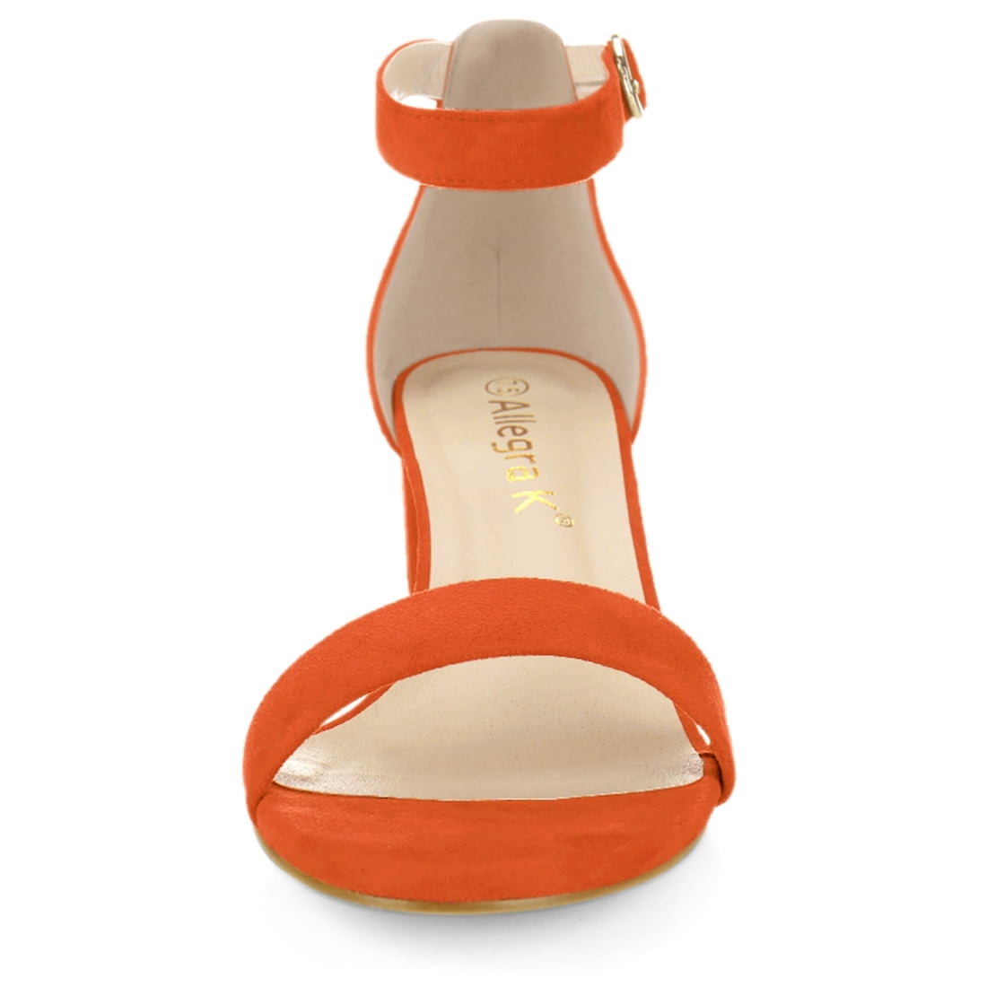 DARING DIVA Women's Open Toe Block Heel Ankle Strap Sandals Orange 10