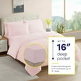thumbnail image 2 of 7 Piece Comforter Set Bag Solid Color All Season Soft Down Alternative Blanket & Luxurious Microfiber Bed Sheets, Pale Pink, Full, 2 of 6