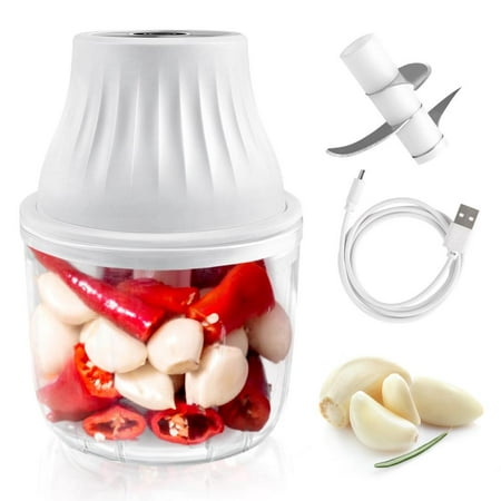 

Mini Electric Garlic Chopper Usb Charging Portable Cordless Food Grinder Fits for Nuts Chili Onion Minced Meat and Spices Kitchen Powerful Blender Gadgets (300ml)