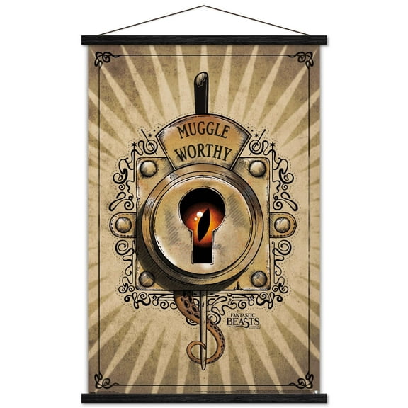 Fantastic Beasts And Where To Find Them - Muggle Worthy Wall Poster with Wooden Magnetic Frame, 22.375" x 34"