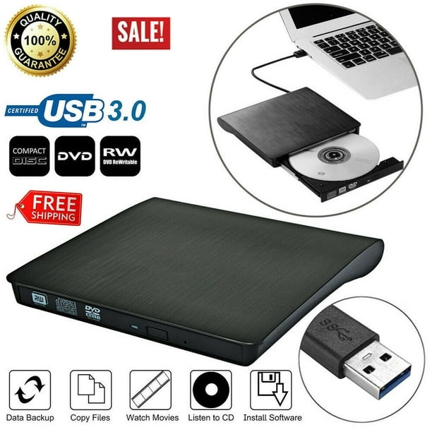 External Cd Drive Usb 3 0 Portable Cd Dvd Rw Drive Slim Dvd Cd Rom Rewriter Burner Compatible With Laptop Desktop Pc Windows Linux Os Apple Mac Black Walmart Com Walmart Com
