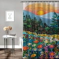 thumbnail image 2 of JEUXUS Wildflower Colorful Floral Watercolor Floral Artwork Shower Curtain - Durable and Washable White, 2 of 7