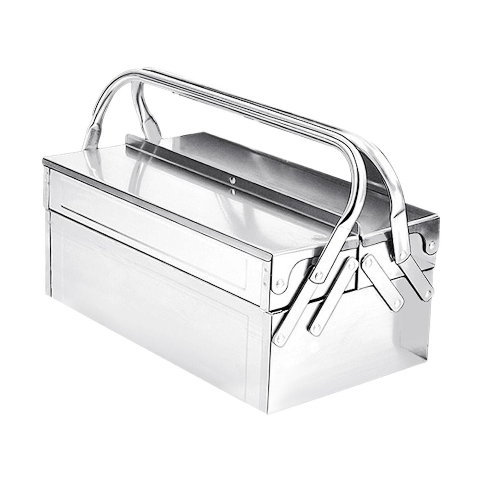 Stainless Steel Tool Box Carry Case Storage Box for Household Car Trunks Car 420mm Double layer