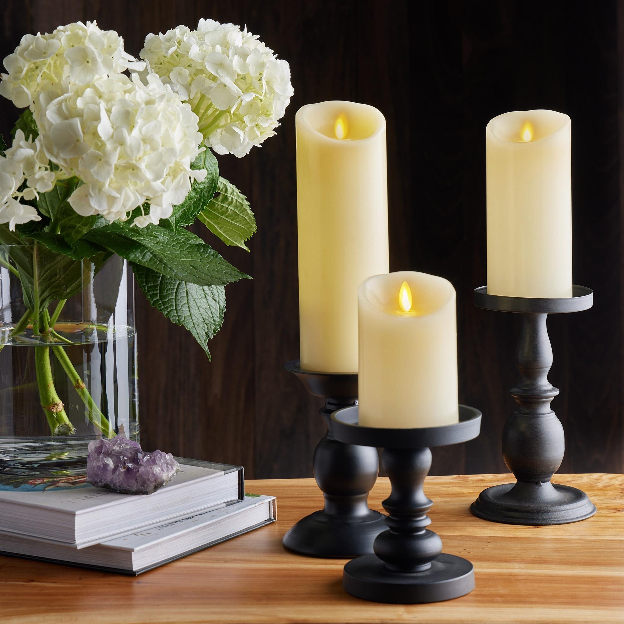 Luminara - Ivory Flameless Candle Pillar 2C - Scallop Top Vanilla Scented - 3.0" x 8.5"