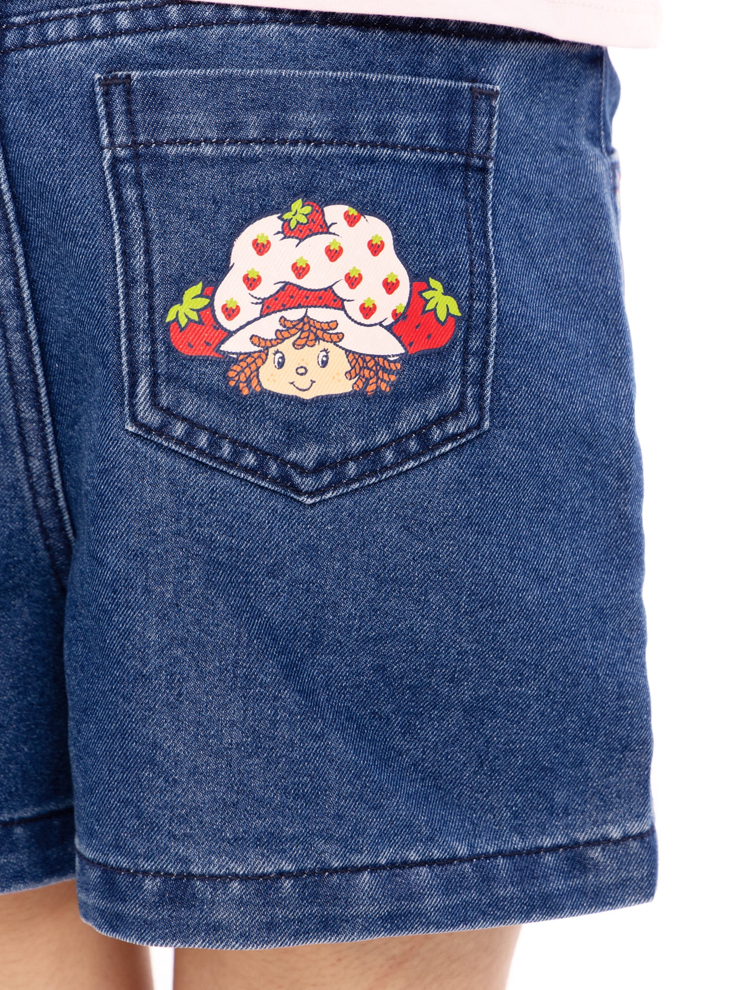 Strawberry Shortcake Girls Graphic Print Denim Shorts, Sizes 4-16