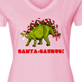thumbnail image 4 of Inktastic Santa-Saurus Christmas Dinosaur Women's V-Neck T-Shirt, 4 of 5