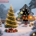 thumbnail image 4 of Metal Hanging Christmas Tree-Shaped Wind Decorations - Festive Garden Spinners with Lit Houses Decorated Tree & Wreath Design, 4 of 7
