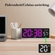 thumbnail image 4 of Reloj despertador LED rosa, multifunción, pantalla de temperatura, brillo ajustable, 4 of 8