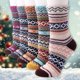 thumbnail image 3 of 5 pares de calcetines hasta la rodilla de mujer con estampado grueso de lana Vintage Otoño Invierno Likrtyny Para estrenar, 3 of 5