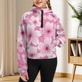thumbnail image 7 of Chaqlin Peach Blossom Print Kids Half Zipper Sweatshirt with Pocket Soft Loose Athletic Wear Comfy Top for Gym Hiking Camping Outdoor Size 5-6, 7 of 7