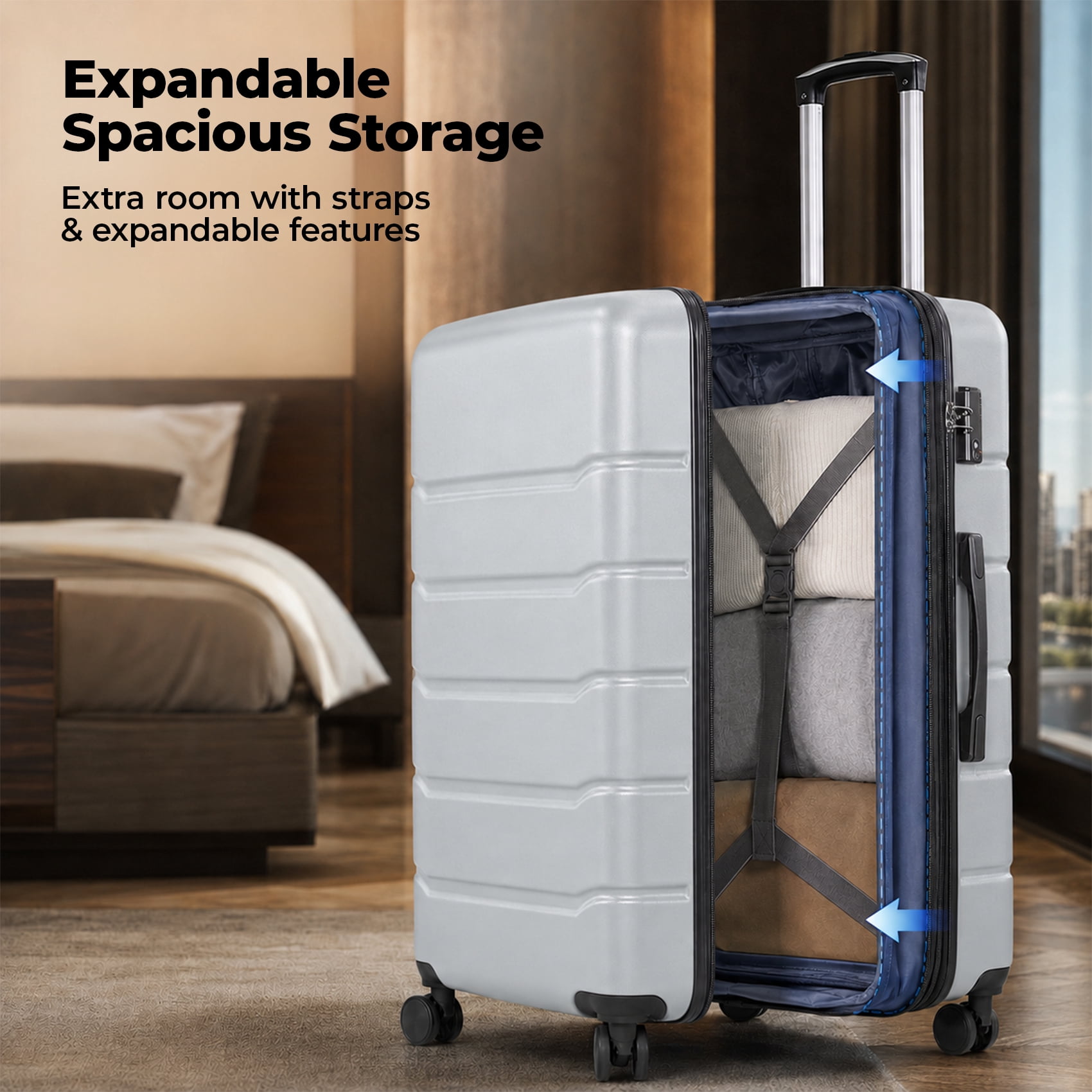 Alvantor 20/24/28 Inch Luggage, Set Suitcase Spinner Hardshell Lightweight TSA Lock, Durable ABS Lightweight Suitcase for Travel