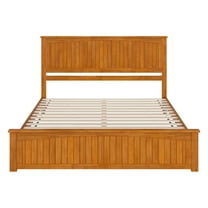 King Size Wood Platform Bed with Footboard - Low Profile Modern Bedroom Furniture