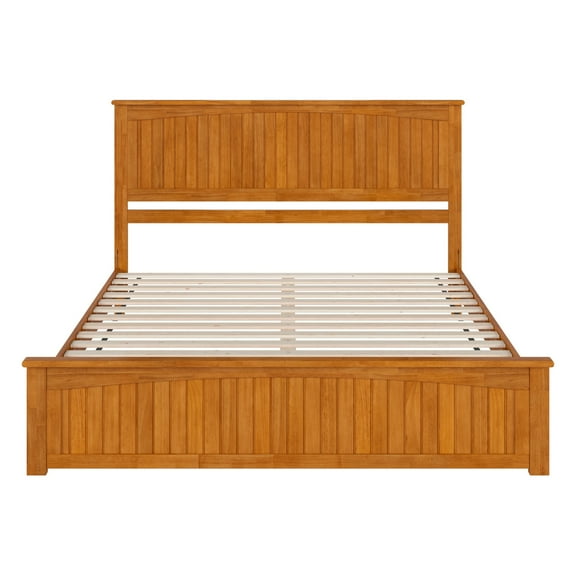 King Size Wood Platform Bed with Footboard - Low Profile Modern Bedroom Furniture