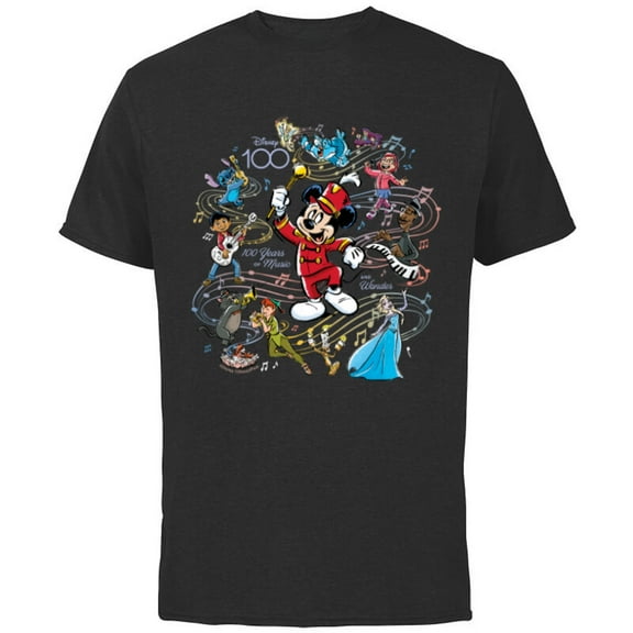 Disney 100 Years of Music and Wonder Mickey Full Color D100 - Short Sleeve Cotton T-Shirt for Adults - Customized-Charcoal