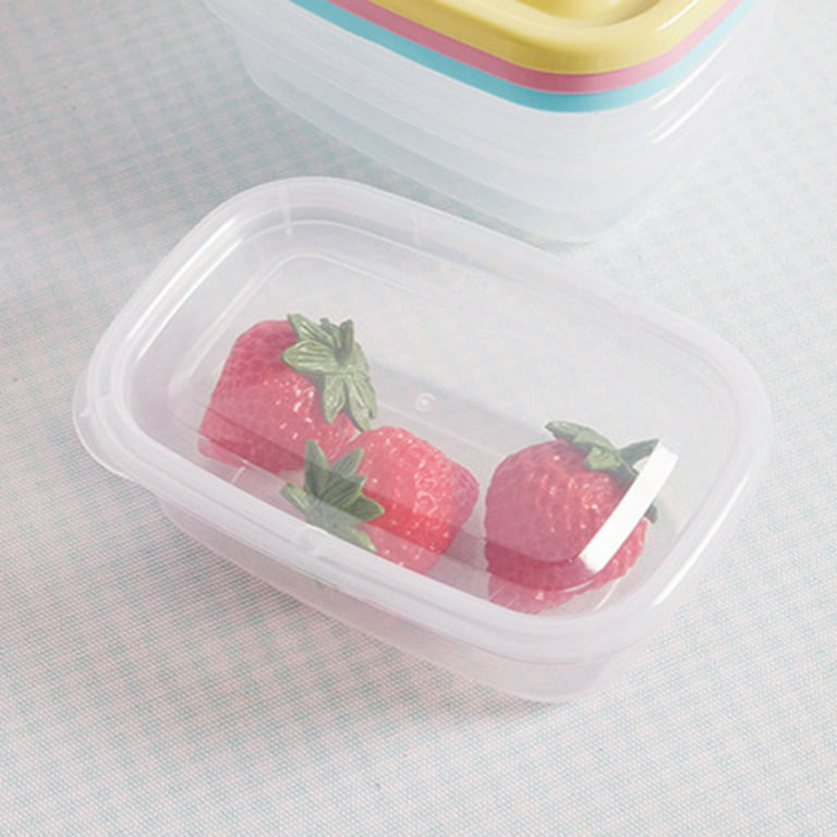 Tinksky 4pcs 200ml Mini Plastic Crisper Rectangular Food Container Kitchen  Sealed Box for Refrigerator Microwave Oven (Random Color) 