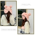 thumbnail image 3 of TOOYOU Women Winter Hat Crochet Ear Cover Plush Wide Brim With Fur Ball Pompom Knit Hats Warm Cold Beanie Hats, 3 of 7