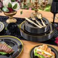 thumbnail image 6 of 210PCS Black and Gold Plastic Plates - Plastic Dinnerware Set for 30 Guests,Include 30 Dinner Plates, 30 Dessert Plates, 30 Black Cups 9 OZ, 30 Pre Rolled Napkins with Gold Silverware, 6 of 6