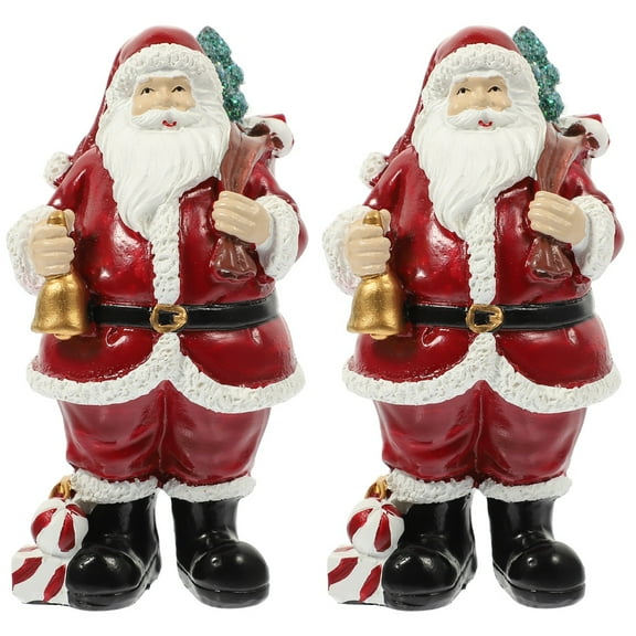 BERTDOMD 2pcs Christmas Decorations Resin Santa Claus Figurines Xmas Party Tabletop Holiday Decor Statues