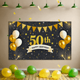 thumbnail image 6 of Glamorous Gold 50th Birthday Banner with Balloons Stars and Sparkles Backdrop Decor for Birthday Party Photography Props Celebration Decorations, 6 of 7