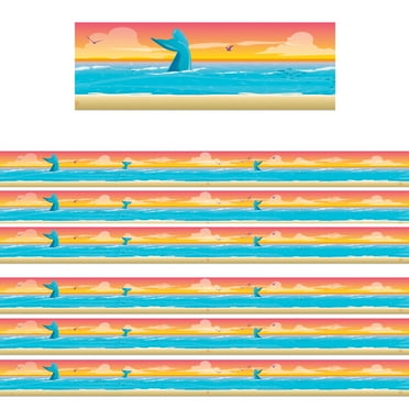 Eureka Seas the Day Horizon Extra Wide Die-Cut Deco Trim, 37 Feet Per Pack, 6 Packs
