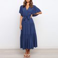 thumbnail image 4 of Vestido de encaje con volantes sueltos de manga corta sólida para mujer Fridja qw3032, 4 of 8