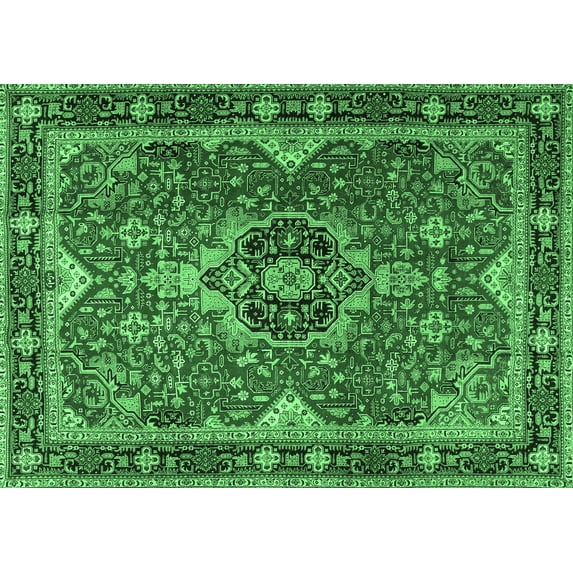 Ahgly Company Indoor Rectangle Persian Emerald Green Traditional Area Rugs, 8' x 12'
