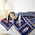 thumbnail image 4 of Manfei Cartoon Rocket 2pcs Bedding Comforter Set,Geometric Plaid Twin Comforter Sets,Galaxy Universe Bedding Set,Super Cozy Boys Bedroom Decor,Reversible, 4 of 8