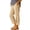 Khaki, variant on Pants for Women Blue Cotton And Linen Casual Loose Solid Elastic Waist Pocket Straight Leg Pants Pants XXXL