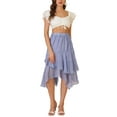 thumbnail image 2 of INSPIRE CHIC Women's Dots Printed Casual Tiered Elastic Waist A-Line Chiffon Skirts Purple S, 2 of 6