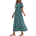 thumbnail image 3 of UVN Long Dresses for Women Summer Short Sleeve Casual Crewneck Maxi Dress with Pockets, 3 of 8