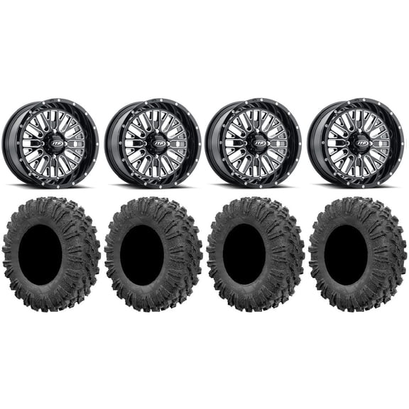 ITP Momentum 14" Wheels Milled 27" MotoRavage Tires Can-Am Maverick X3 / Honda Pioneer 1000 / Talon