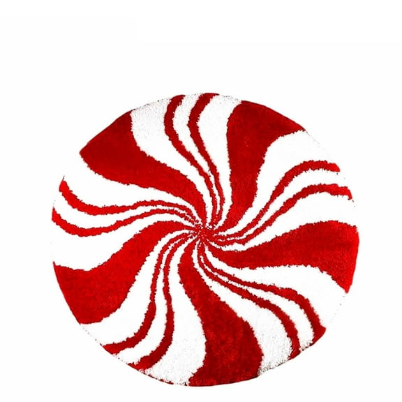 AYktou Christmas Rug 23.62*23.62in Red White Candy Carpet Snowman Snowflake Christmas Style Area Rug Non-Slip Bathroom Rugs Bedside Blanket Tatami Mat for Home Decor