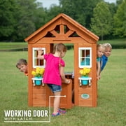 Backyard Discovery Timberlake Cedar Wooden Kids Playhouse, Play Kitchen, Snack Bar Window