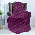thumbnail image 4 of Dark Purple Soft Flannel Fleece Throw Blanket, Geometric Tulips Illustrations in Hatched Stripes Style, Cozy Plush for Indoor and Outdoor Use, 50" x 60", Magenta Persian Orange, by Ambesonne, 4 of 5