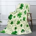 thumbnail image 2 of Spxubz St Patrick's Day Green Clover Pattern Flannel Throw Blanket For Gift Home Sofa Bed Decoration 80x60 inch, 2 of 5