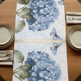 thumbnail image 5 of Blue Hydrangea Retro 36 Inch Table Runner, VintageBotanical Floral Blossom Farmhouse Dresser Scarf Cotton & Linen Tablerunner for Dining/Kitchen Island/Holiday Party Décor Small 13" x 36", 5 of 9