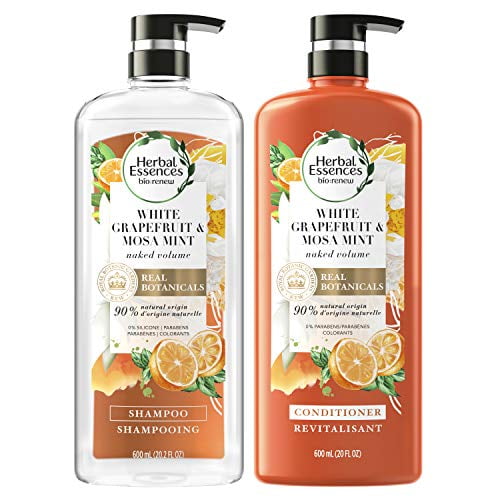 Herbal Essences, Volume Shampoo & Conditioner Kit with Natural Ingredients, For Fine Hair, Color Bio Renew White Grapefruit & Mosa Mint Naked Volume, fl oz, - Walmart.com