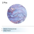 thumbnail image 3 of Posavasos absorbentes Uxcell de 2 piezas, posavasos redondos de mármol púrpura con respaldo de corcho, antideslizantes para el hogar y la oficina de 4 pulgadas., 3 of 5